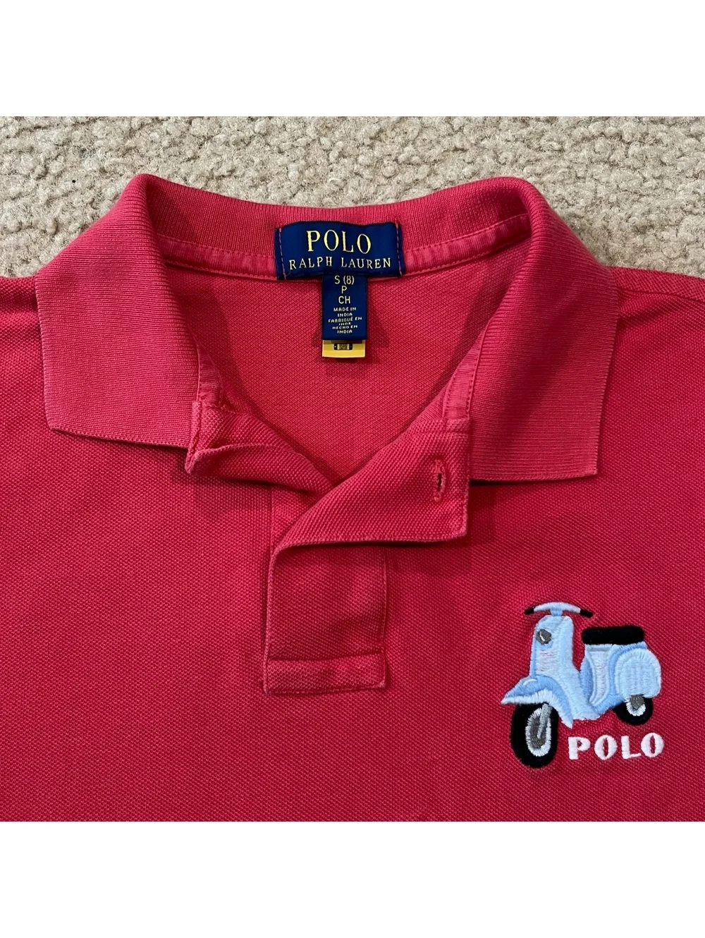 Polo Ralph Lauren Boys Red Scooter Embroidered Short Sleeve Polo Size Small 8
